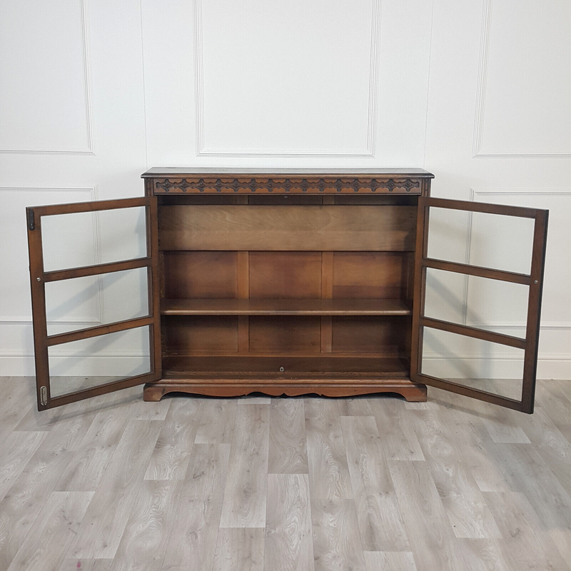 Vintage Mahogany Freestanding Bookcase With Twin Doors - F359