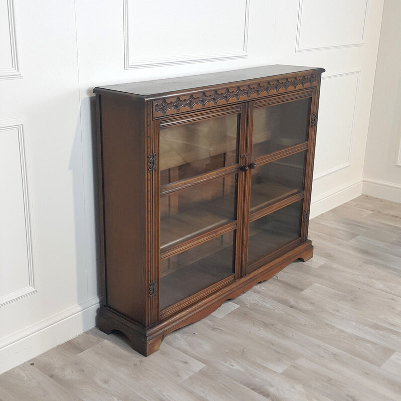 Vintage Mahogany Freestanding Bookcase With Twin Doors - F359