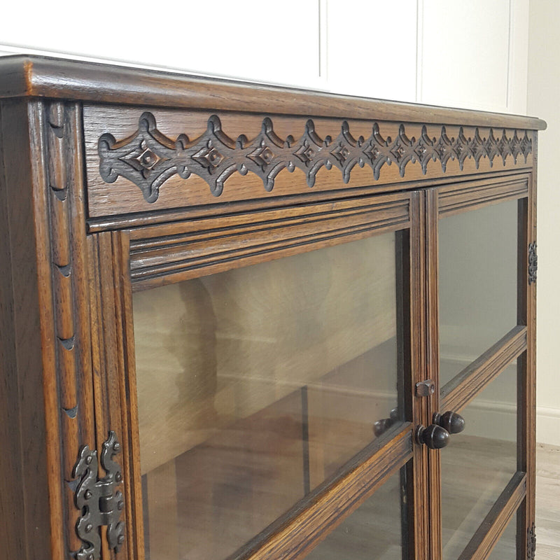 Vintage Mahogany Freestanding Bookcase With Twin Doors - F359