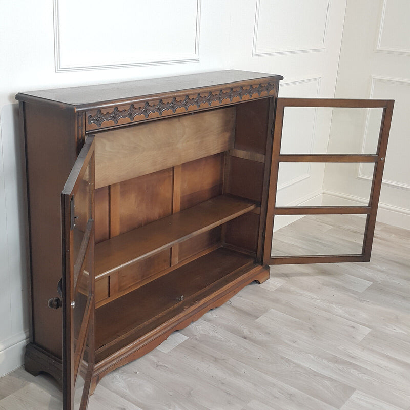 Vintage Mahogany Freestanding Bookcase With Twin Doors - F359