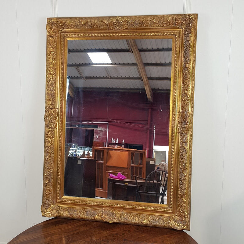 Large Antique Gilt Framed Hanging Wall Mirror - F301