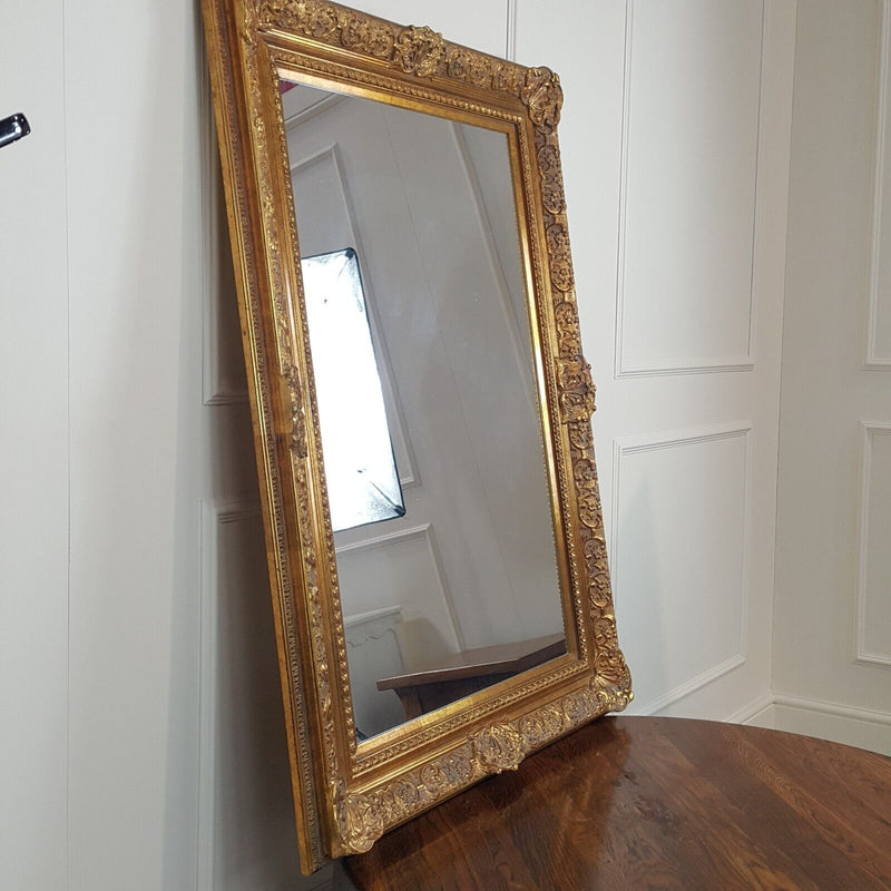 Large Antique Gilt Framed Hanging Wall Mirror - F301