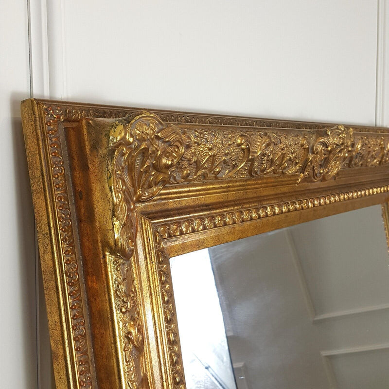 Large Antique Gilt Framed Hanging Wall Mirror - F301