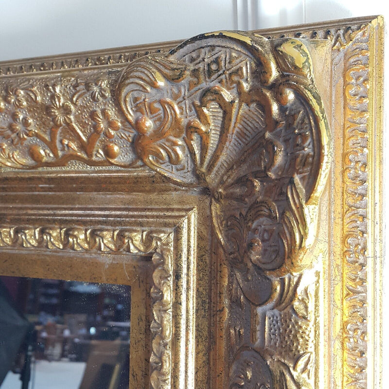 Large Antique Gilt Framed Hanging Wall Mirror - F301