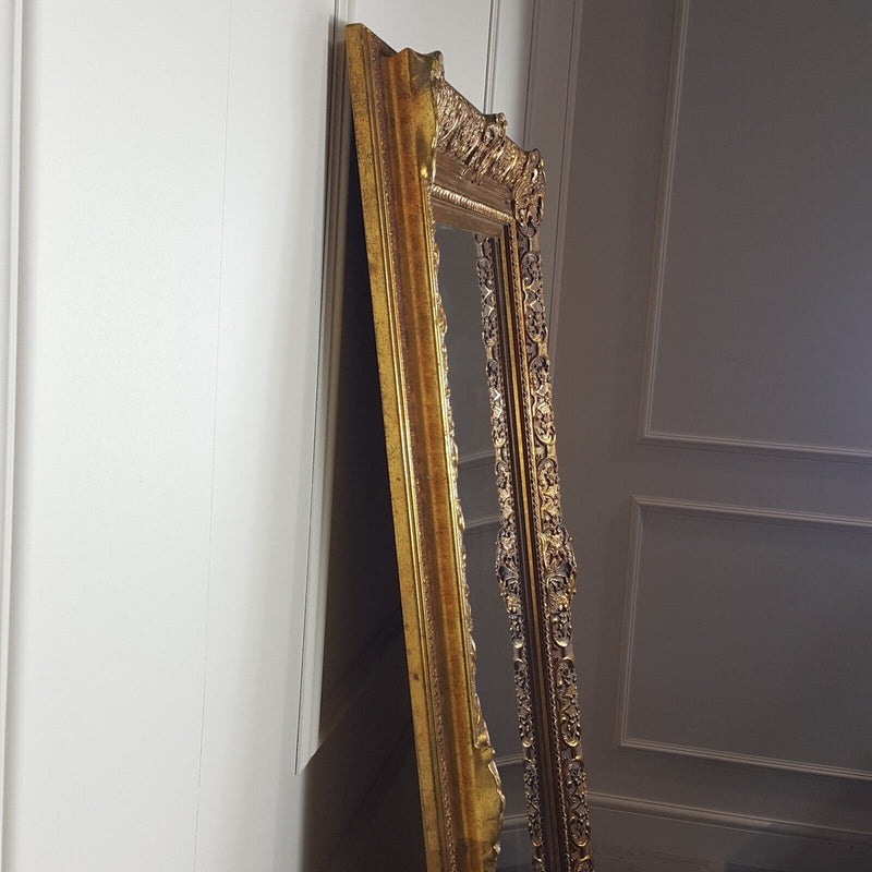 Large Antique Gilt Framed Hanging Wall Mirror - F301