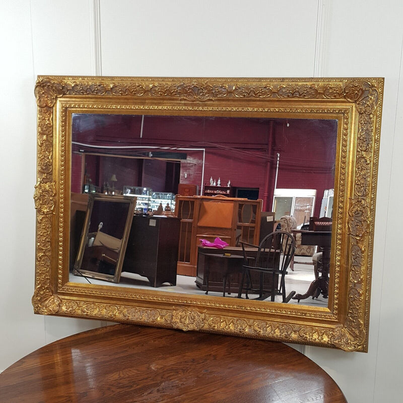 Large Antique Gilt Framed Hanging Wall Mirror - F301