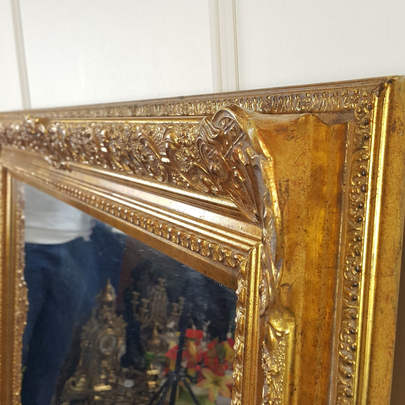 Large Antique Gilt Framed Hanging Wall Mirror - F301