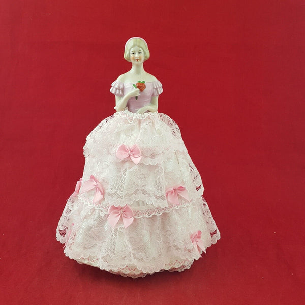 Vintage Porcelain Pin Cushion Half Doll Dressed - 7032 OA