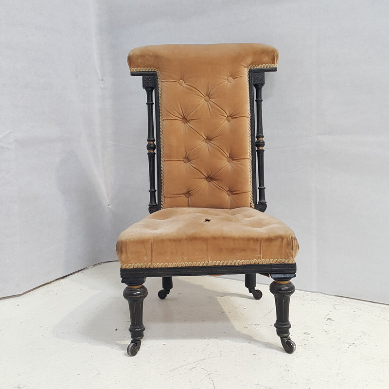 Antique Ebonised Prayer Chair - F68