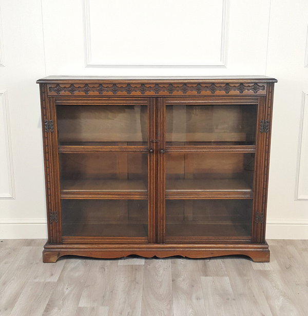 Vintage Mahogany Freestanding Bookcase With Twin Doors - F359