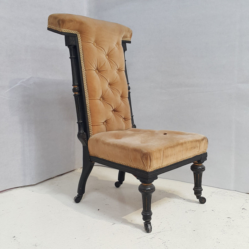 Antique Ebonised Prayer Chair - F68