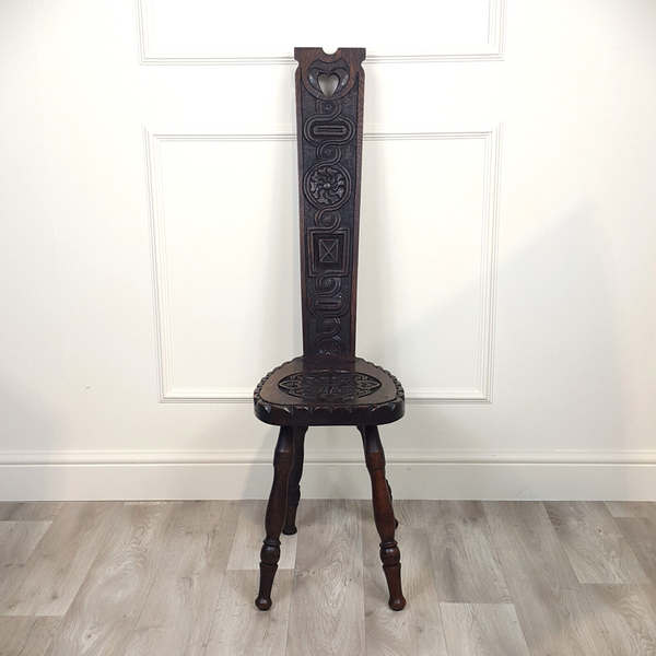 Carved Oak Spinning Chair - F188