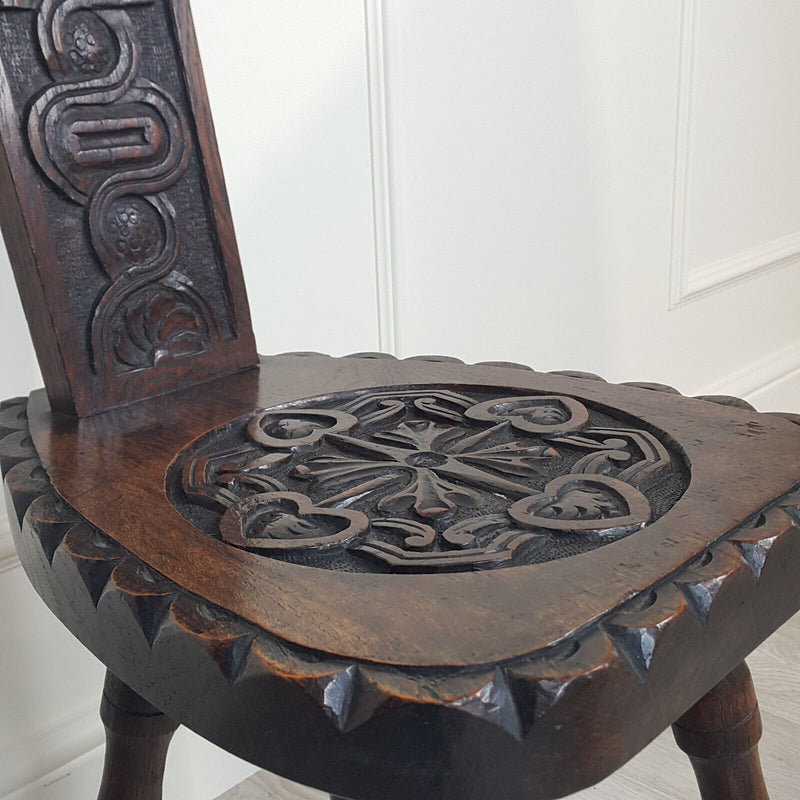 Carved Oak Spinning Chair - F188