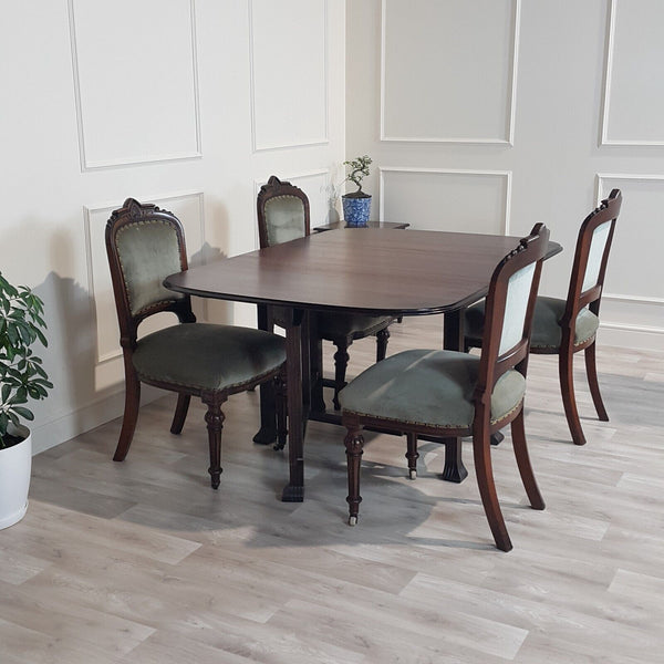 20th Century Mahogany Drop-leaf Gateleg Table With Four Victorian Chairs - F161