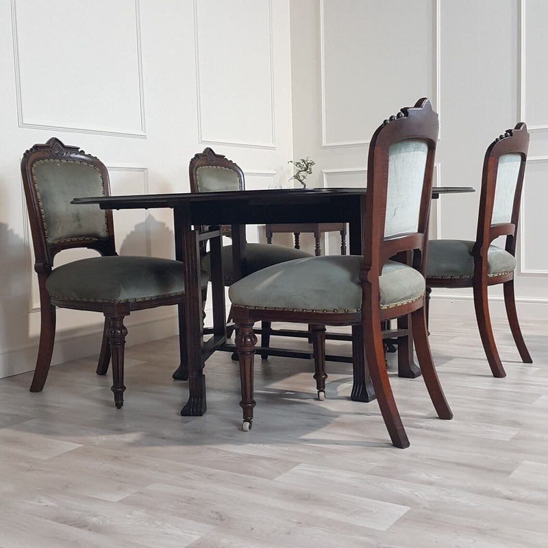 20th Century Mahogany Drop-leaf Gateleg Table With Four Victorian Chairs - F161