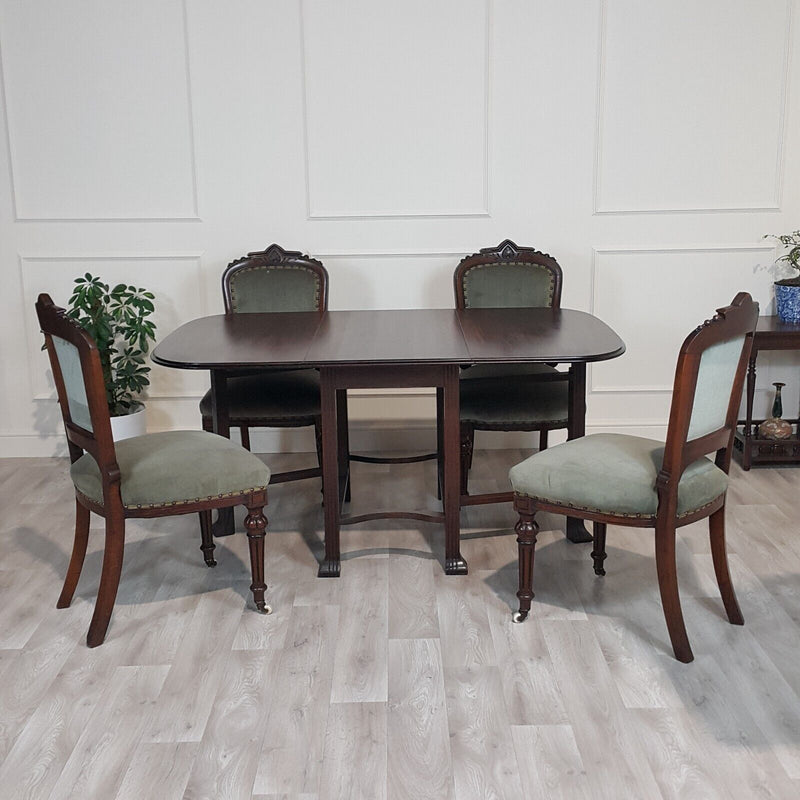 20th Century Mahogany Drop-leaf Gateleg Table With Four Victorian Chairs - F161