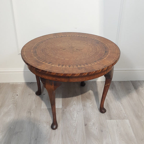 Italian Walnut Inlay Rolo Table with Later Legs - F21