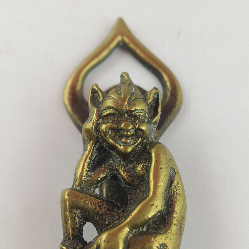 Antique Solid Brass Door Knocker - Pixie / Piskie - TF 196