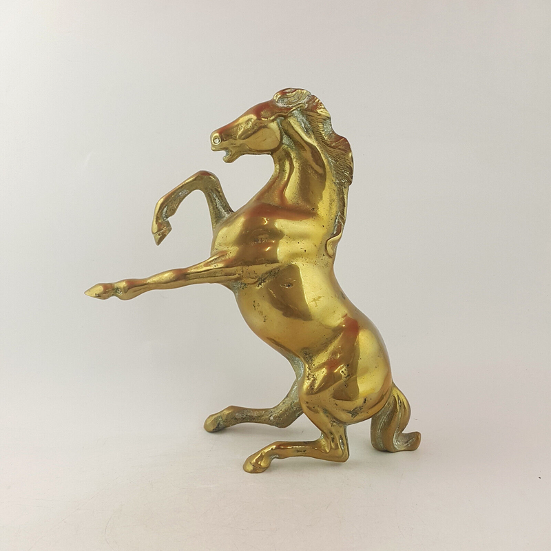 Antique Solid Brass Rearing Stallion Horse Statue (heavy) - OA 3707