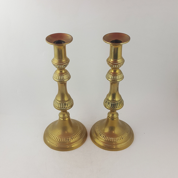 Pair Of Large Victorian Brass Candlesticks - OA 3708