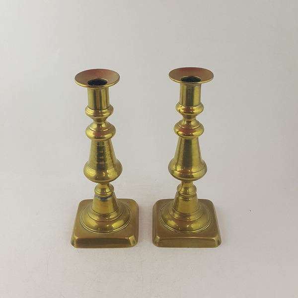 Pair Of Victorian Brass Candlesticks - OA 3709