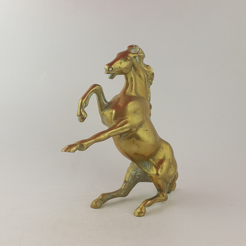 Antique Solid Brass Rearing Stallion Horse Statue (heavy) - OA 3707