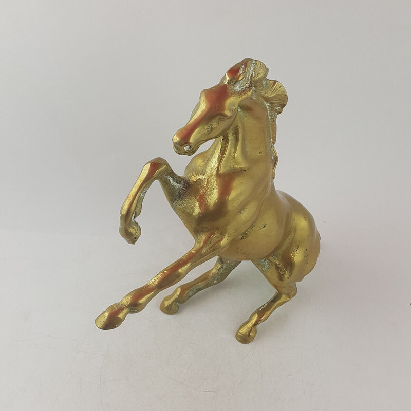 Antique Solid Brass Rearing Stallion Horse Statue (heavy) - OA 3707