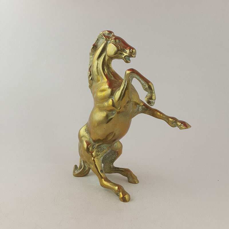 Antique Solid Brass Rearing Stallion Horse Statue (heavy) - OA 3707