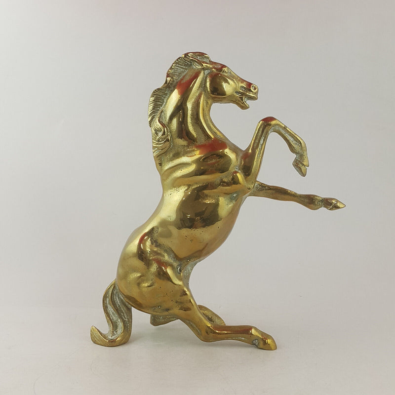 Antique Solid Brass Rearing Stallion Horse Statue (heavy) - OA 3707