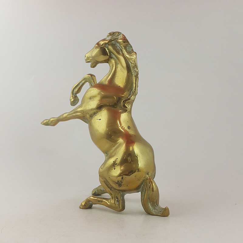 Antique Solid Brass Rearing Stallion Horse Statue (heavy) - OA 3707