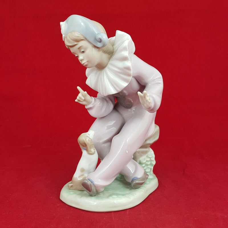 Lladro Nao 1099 - Listen to Me - Harlequin And Puppy - (Chipped) 6280 L/N