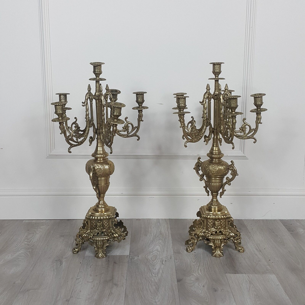 Brass Large Five-Armed Candelabras / Candlestick - F257