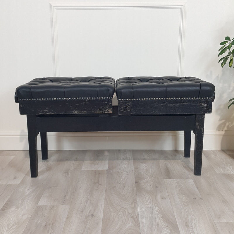 20th Century Ebonised Wood Double Adjustable Footstool - F151