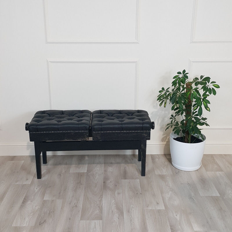 20th Century Ebonised Wood Double Adjustable Footstool - F151