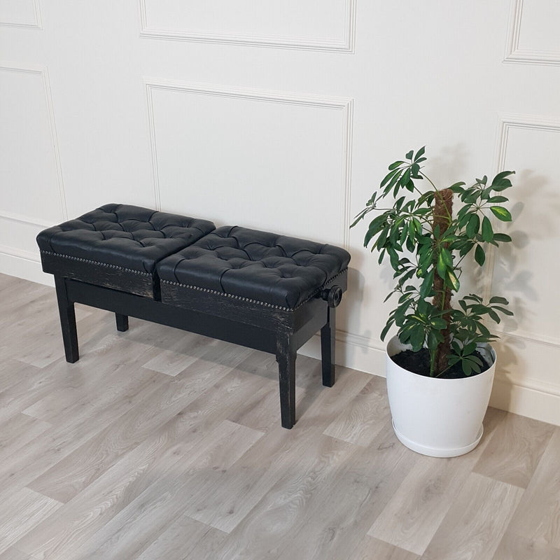 20th Century Ebonised Wood Double Adjustable Footstool - F151