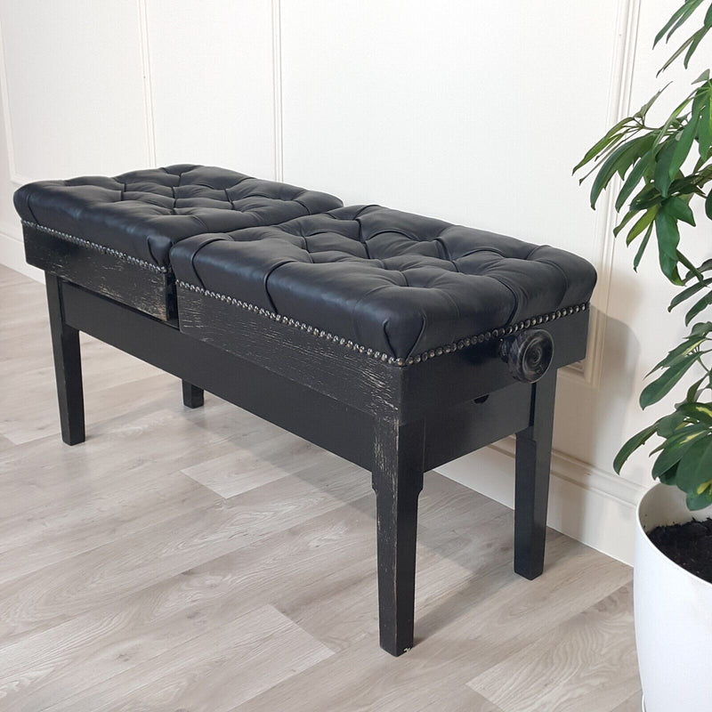 20th Century Ebonised Wood Double Adjustable Footstool - F151