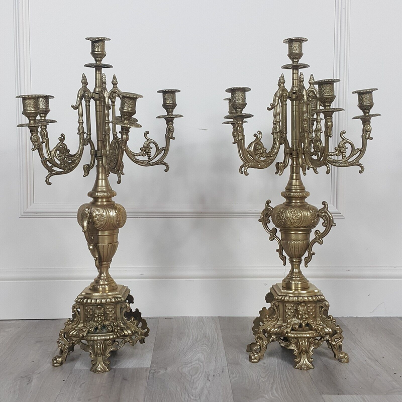 Brass Large Five-Armed Candelabras / Candlestick - F257