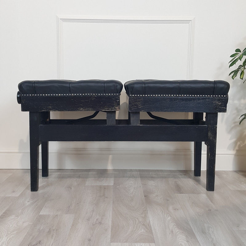 20th Century Ebonised Wood Double Adjustable Footstool - F151