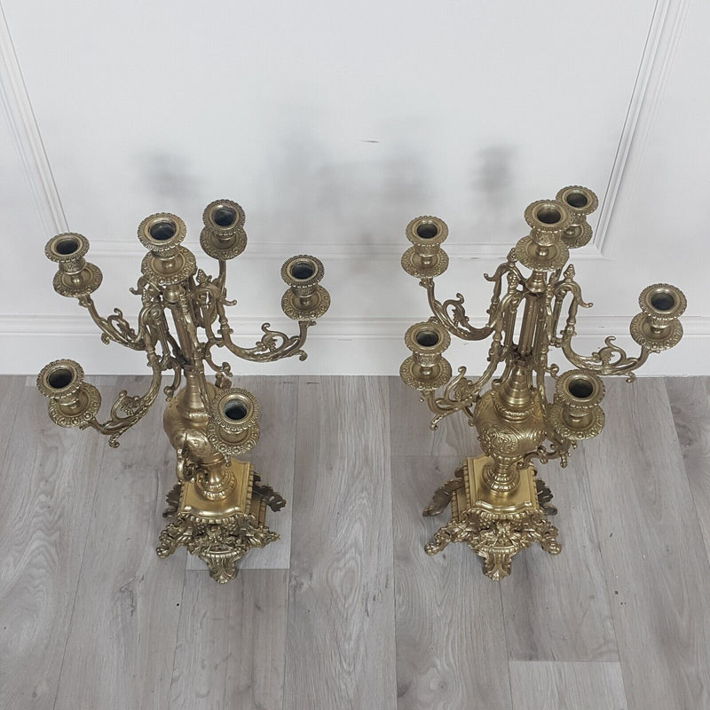 Brass Large Five-Armed Candelabras / Candlestick - F257