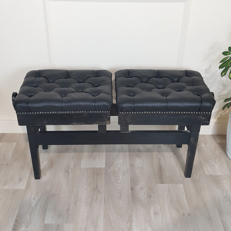 20th Century Ebonised Wood Double Adjustable Footstool - F151