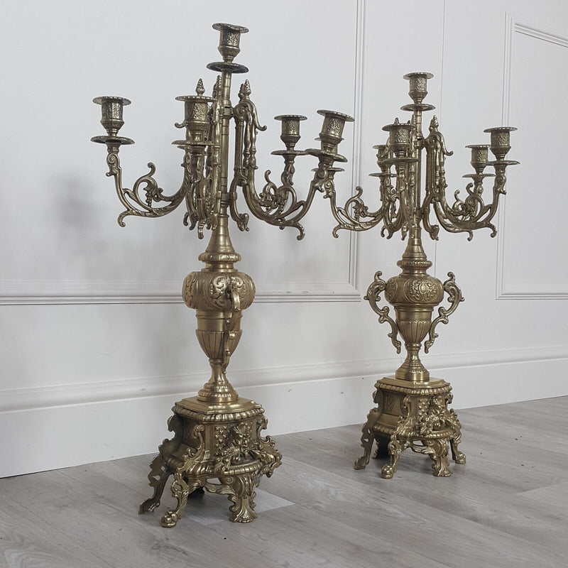 Brass Large Five-Armed Candelabras / Candlestick - F257