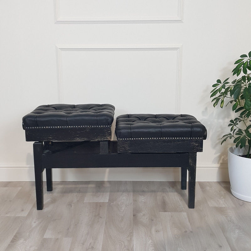 20th Century Ebonised Wood Double Adjustable Footstool - F151