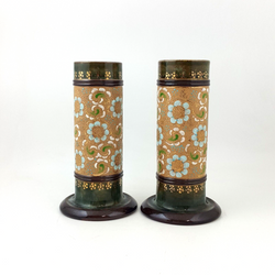 Antique Pair of Royal Doulton Lambeth Slater Vases 8389 - 6654 RD