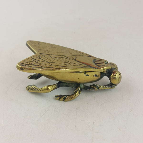 Antique Solid Brass Fly Ashtry (Damaged) - 96TF