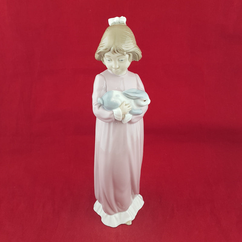 Lladro Nao - Girl Holding Bunny Rabbit - L/N 1423