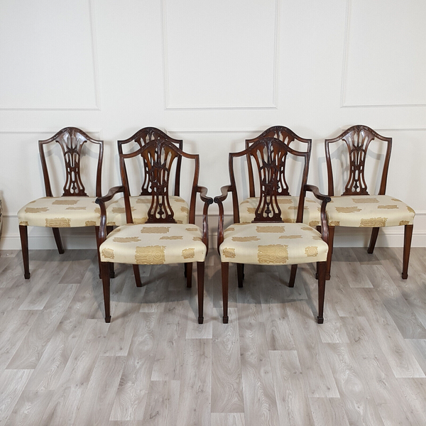 Set Of Six Antique Georgian Mahogany Hepplewhite Chairs c.18th Century - F229