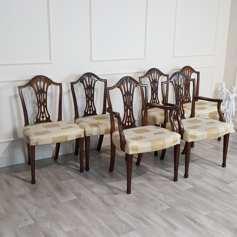 Set Of Six Antique Georgian Mahogany Hepplewhite Chairs c.18th Century - F229