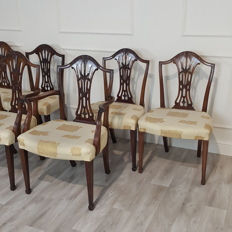 Set Of Six Antique Georgian Mahogany Hepplewhite Chairs c.18th Century - F229