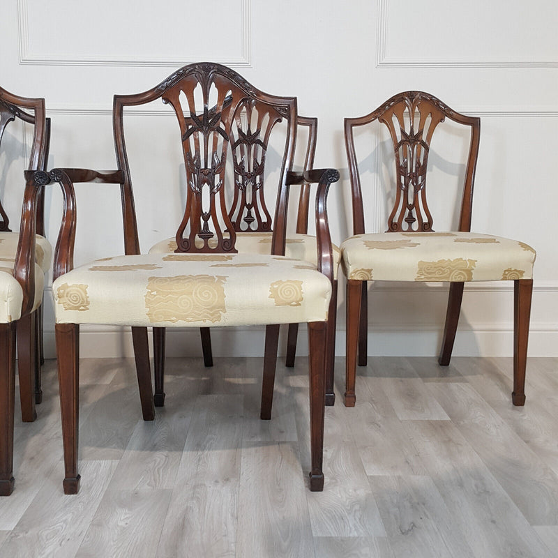 Set Of Six Antique Georgian Mahogany Hepplewhite Chairs c.18th Century - F229