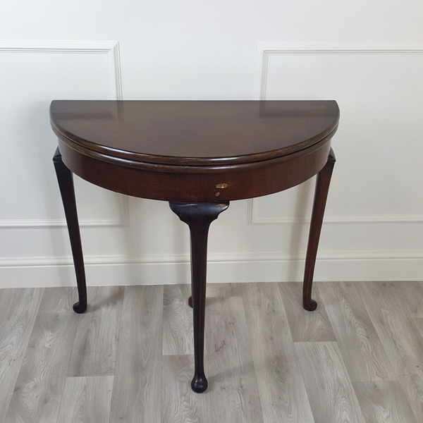 1920s Demilune Foldover Card Table (Raised On Cabriole Type Supports) - F105